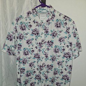 Denim & Flower Floral Print SS Button Down Shirt